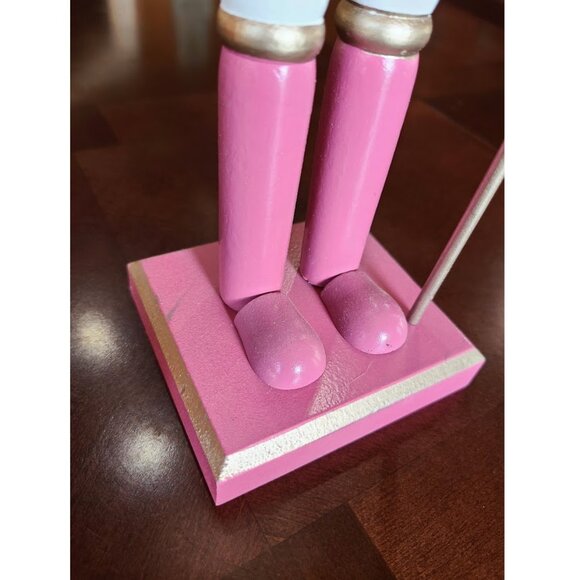 Christmas Nutcracker Soldier Wooden Statue Pink Holiday Decor Table Decoration - Picture 9 of 10